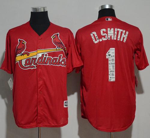 Cardinals #1 Ozzie Smith Red Spring Training Cool Base Stitched MLB Jersey - Click Image to Close